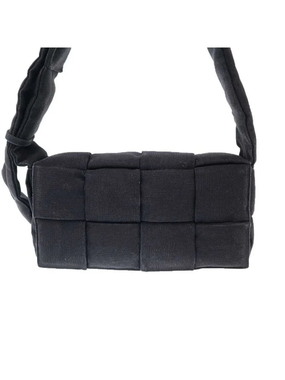 Bottega Veneta Padded Tech Cassette Canvas Intrecciato Shoulder Bag Black